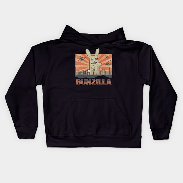 Bunzilla - Japanese Monster Bunny Kids Hoodie by Ruffeli